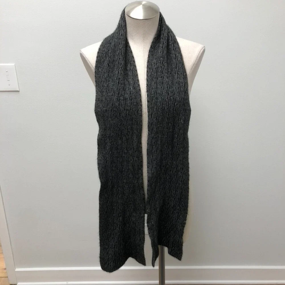 Koru Cable Knit Rectangle Scarf Unisex Gray Minimalist Classic Capsule Wardrobe